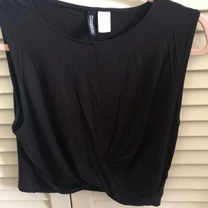 H&M black tie in front shirt